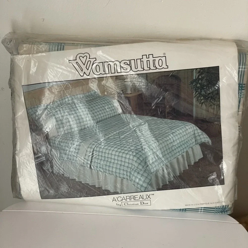 Vintage Christian Dior Wamsutta A'Carreaux Double Flat Sheet NOS USA